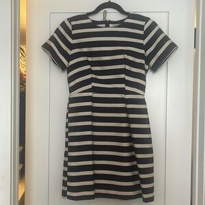 H&M Short Sleeve Navy and White/Grey Striped Dress